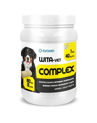 EUROWET Wita-Vet Complex 8 g vitamine caini talie mare 80 tablete
