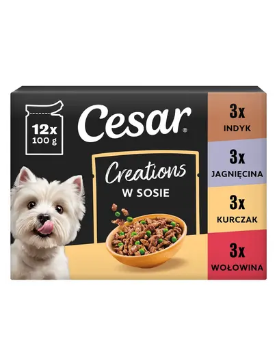 CESAR Creations hrana umeda caini adulti, mix 4 arome 12x100 g