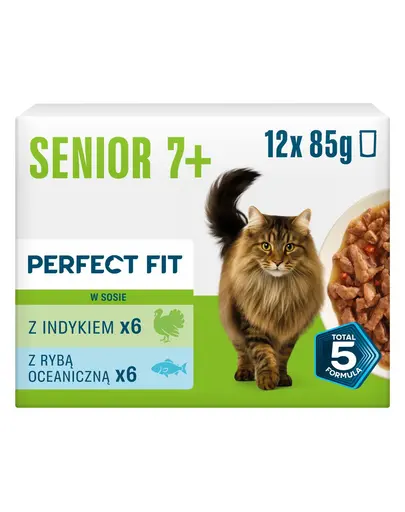 PERFECT FIT Senior 7+ Mix de arome 12 x 85 g hrana umeda pentru pisici senior