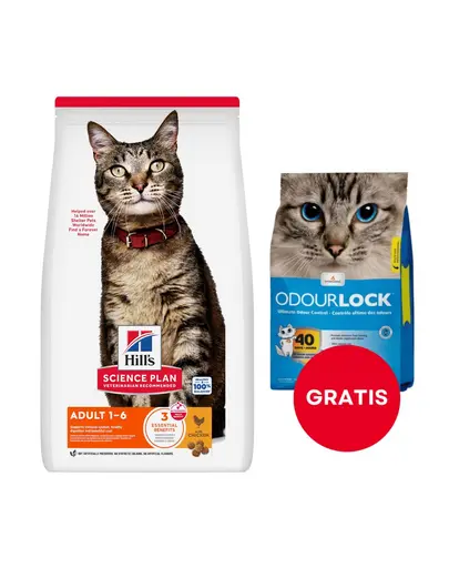 HILL'S Science Plan Feline Adult Optimal Care Chicken 15 kg + nisip pisica 6 kg GRATIS