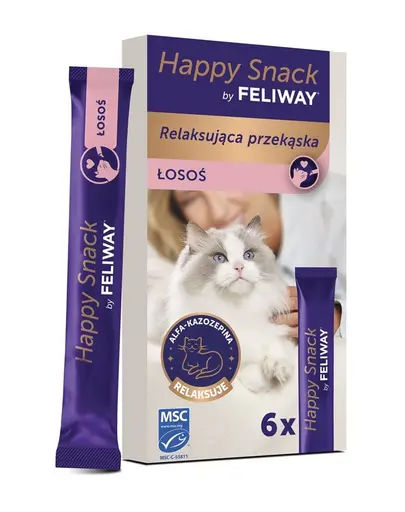 Recompensa cu somon pentru relaxare pisici FELIWAY Happy Snack 6x15 g