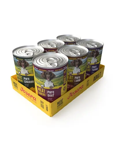 JOSERA Meat Lovers Pure Multipack vita, pui, miel, curcan, hrana umeda fara cereale pentru caini adulti, 6x400 g