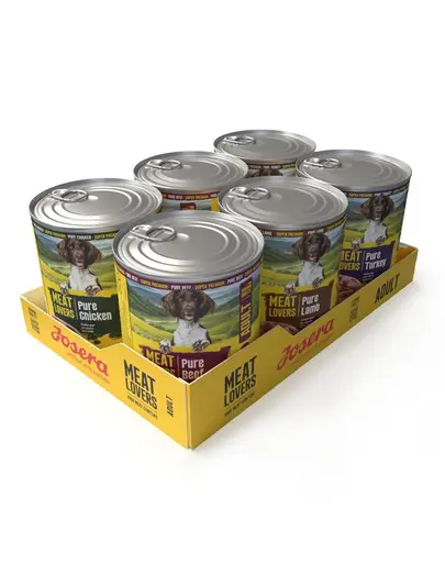 JOSERA Meat Lovers Pure Multipack cu vita, pui, miel si curcan, hrana umeda fara cereale pentru caini adulti 6x800 g