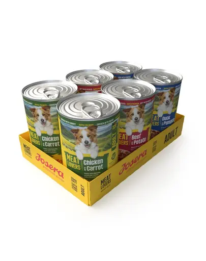JOSERA Meat Lovers Menu Multipack 6x400 g vita, pui si rata, hrana umeda pentru caini adulti