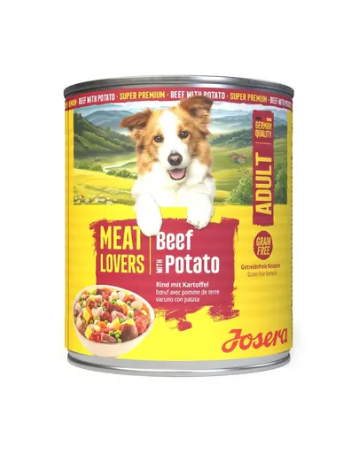 JOSERA Meat Lovers Menu Beef with Potato 800 g vita si cartofi, hrana umeda fara cereale pentru caini adulti