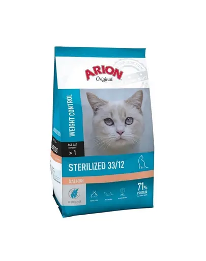 Hrana pisici sterilizate ARION Original Sterilized 33/12, 7,5 kg cu somon, controlul greutatii si sustinerea tractului urinar
