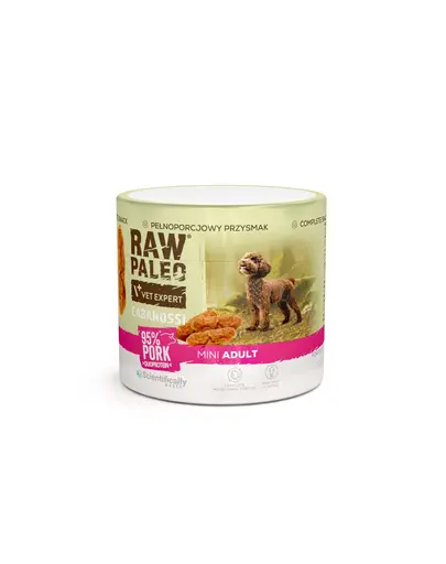 RAW PALEO Cabanossi Pork Mini 100 g carnaciori pentru caini mici, cu porc