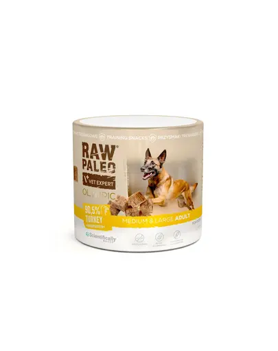 RAW PALEO Olympic Turkey Medium Large recompensa de antrenament pentru caini medii si mari, curcan 90 g