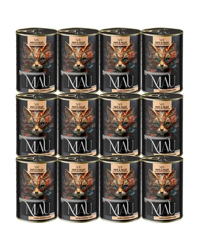 MAU Pate & Filet Rata cu merisor si melisa 12x400 g hrana umeda pentru pisici sterilizate
