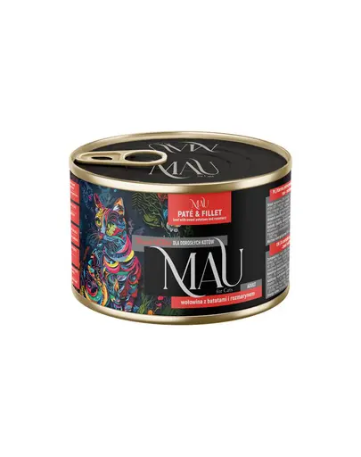 MAU Pate & Filet hrana pisici adulte, cu vita, cartof dulce si rozmarin 185 g