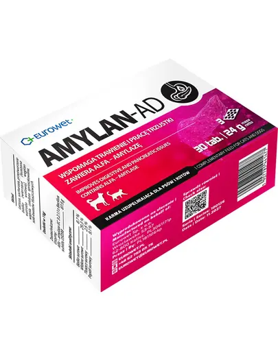 EUROWET Amylan-AD alfa-amilaza pentru digestie si pancreas la caini si pisici, 30 tablete
