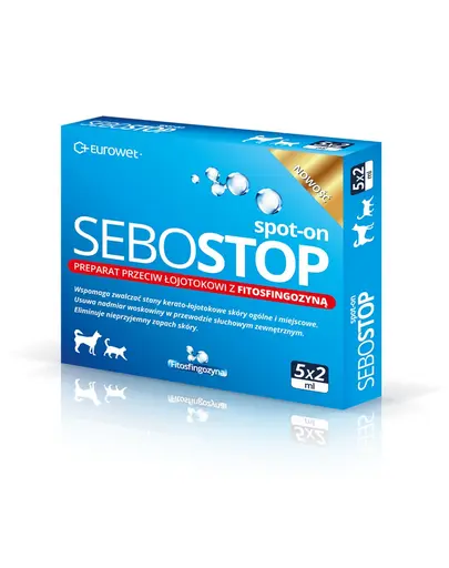 EUROWET Sebostop Spot-on cu fitosfingozina pentru caini si pisici, 5 x 2 ml