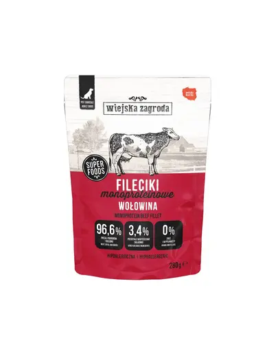 Wiejska Zagroda Hrana umeda monoproteica pentru caini, Filetele cu vita 12x280 g