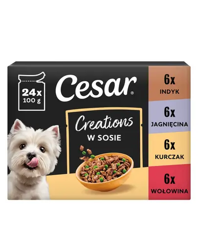 CESAR Creations hrana umeda caini adulti, mix 4 arome 24x100 g