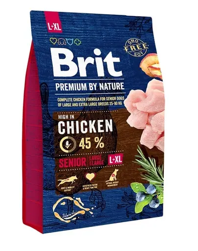 BRIT Premium By Nature Senior Large & Extra Large L+XL Chicken 5x3 kg hrana uscata pentru caini seniori de talie mare si foarte mare, cu pui
