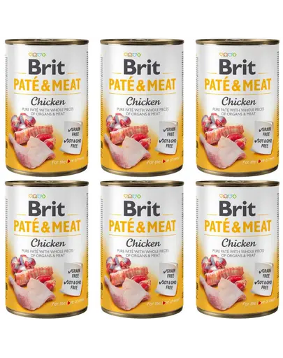 BRIT Pate&Meat Chicken 6 x 800 g hrana umeda caini, pateu cu pui