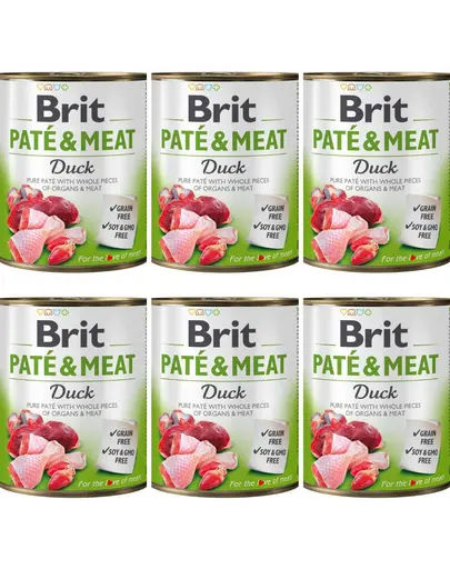BRIT Pate&Meat Duck 6x800 g hrana caini, pateu cu rata