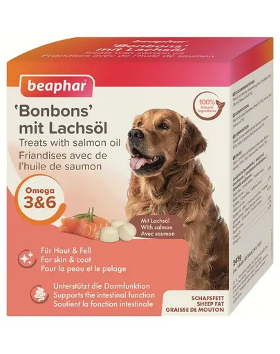 BEAPHAR Treats with Salmon Oil recompense caini cu ulei de somon, 40 buc