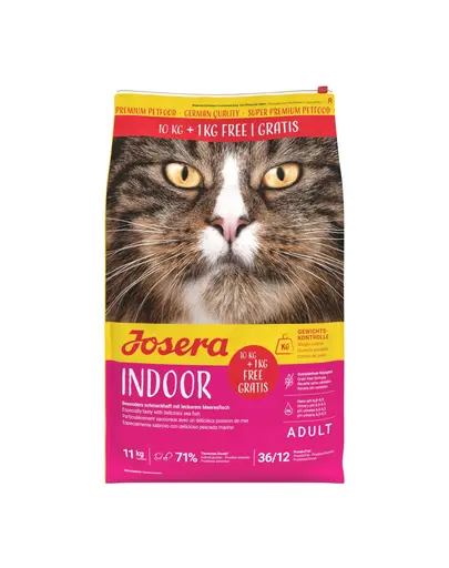 JOSERA Indoor Cat 10kg+1kg cu peste hrana pisici interior si sterilizate