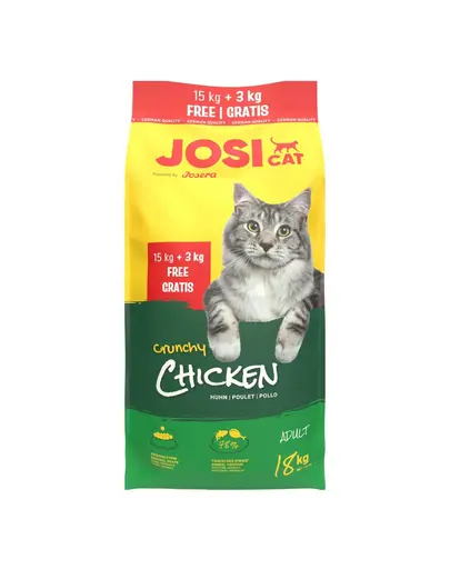 JOSERA JosiCat Crunchy Chicken cu pui 15 kg + 3 kg hrana uscata pisici adulte