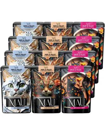 MAU Pate & Filet Mix Sterilised hrana umeda pentru pisici sterilizate, cu gasca, cerb si rata 12x85 g