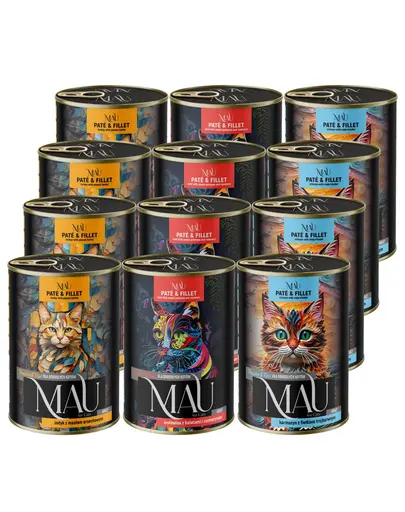 MAU Pate & Filet Mix hrana umeda pentru pisici adulte, cu sebasta, curcan si vita 12x400 g