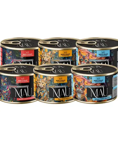 MAU Pate & Filet Mix hrana umeda pisici, cu vita, curcan si sebasta 6x185 g