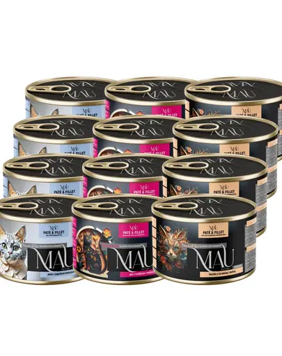 MAU Pate & Filet Mix hrana umeda pentru pisici sterilizate, cu rata, gasca si cerb 12x185 g
