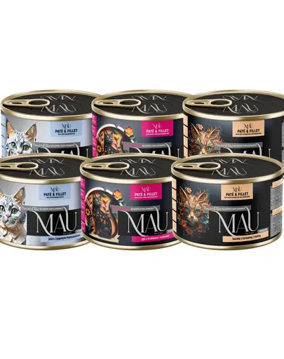 MAU Pate & Filet Mix Sterilised 6x185 g hrana pisici sterilizate, cu rata, gasca si cerb
