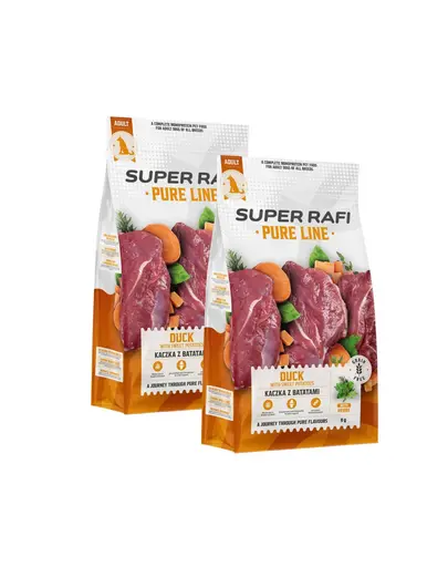 SUPER RAFI Pure Line hrana uscata pentru caini cu vita si cartofi dulci 2x9 kg