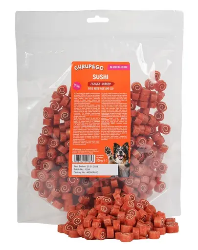 CHRUP&GO Sushi 24x500 g recompense pentru caini, cu rata si cod