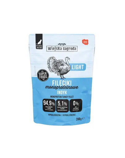 WIEJSKA ZAGRODA Monoproteica Light hrana pentru caini adulti, curcan 280 g