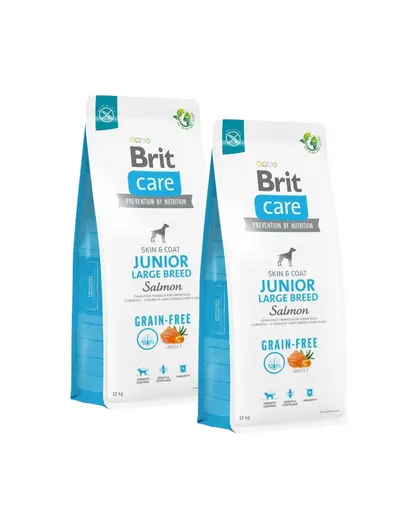 BRIT Care Grain-Free Junior Large Breed 2x12 kg hrana caini juniori de talie mare, cu somon