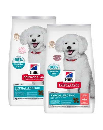 HILL'S Science Plan Adult Small & Mini Hypoallergenic Salmon 2x6 kg hrana hipoalergenica pentru caini adulti de talie mica, cu somon