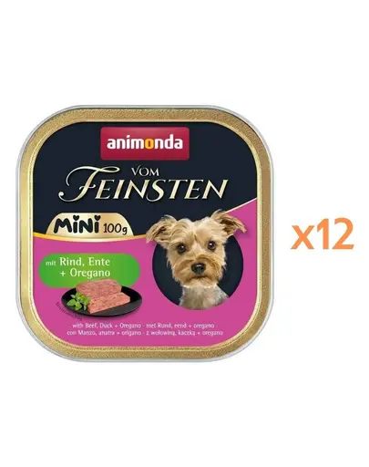 ANIMONDA Vom Feinsten Mini hrana umeda pentru caini de talie mica cu vita, rata si oregano 12x100 g