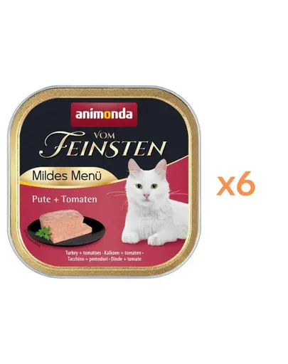 ANIMONDA Vom Feinsten Mild Menu hrana umeda tip pate pentru pisici cu curcan si rosii 6x100 g