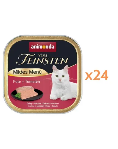 ANIMONDA Vom Feinsten Mild Menu hrana umeda tip pate pentru pisici cu curcan si rosii 24x100 g