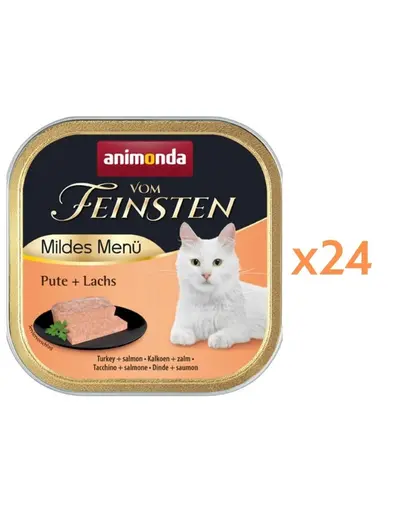ANIMONDA Vom Feinsten Mild hrana umeda tip pate pentru pisici cu curcan si somon 24x100 g