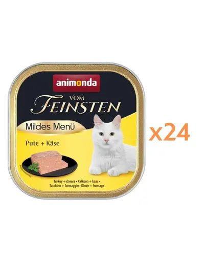 ANIMONDA Vom Feinsten Mild Menu hrana umeda tip pate pentru pisici cu curcan si branza 24x100 g