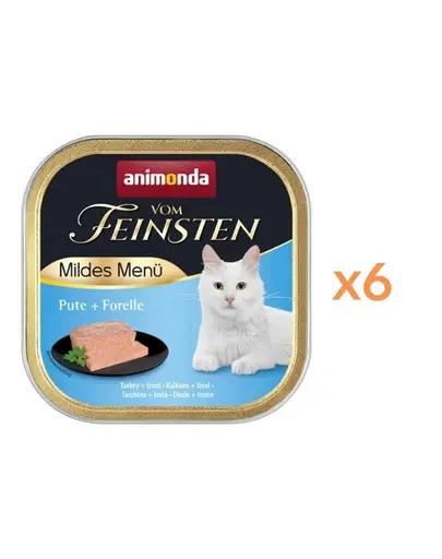 ANIMONDA Vom Feinsten Mild Menu hrana umeda tip pate pentru pisici cu curcan si pastrav 6x100 g