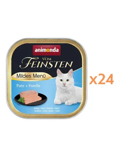 ANIMONDA Vom Feinsten Mild Menu hrana umeda tip pate pentru pisici cu curcan si pastrav 24 x 100 g