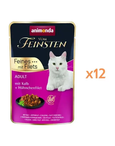 ANIMONDA Vom Feinsten Fines Adult hrana umeda pentru pisici cu vitel si file de pui 12x85 g