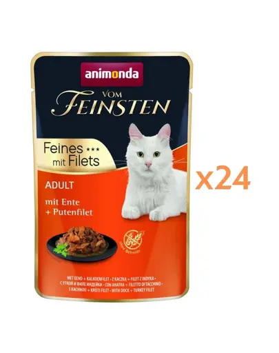ANIMONDA Vom Feinsten Fines Adult hrana umeda pentru pisici cu vitel si file de pui 24x85 g
