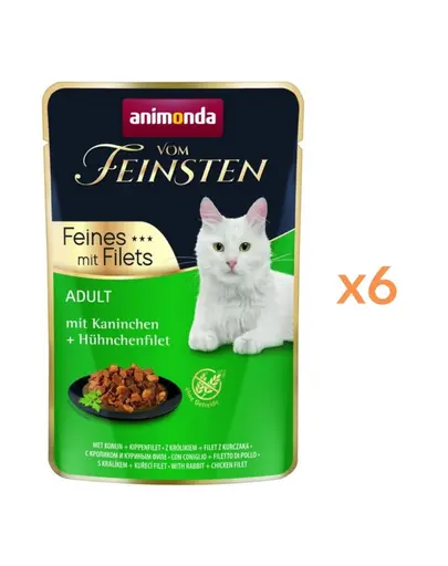 ANIMONDA Vom Feinsten Fines Adult hrana umeda pentru pisici cu iepure si file de pui 6x85 g