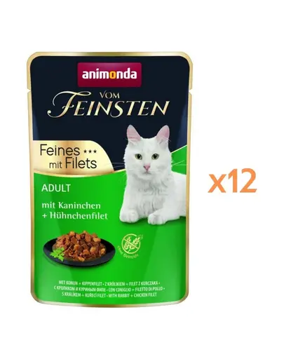 ANIMONDA Vom Feinsten Fines Adult hrana umeda pentru pisici cu iepure si file de pui 12x85 g