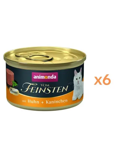 ANIMONDA Vom Feinsten Mousse hrana umeda tip mousse pentru pisici cu pui si iepure 6x85 g