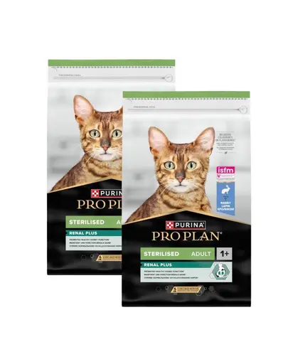 PURINA PRO PLAN Sterilised Renal Plus 2x10 kg hrana uscata pentru pisici sterilizate, bogata in iepure