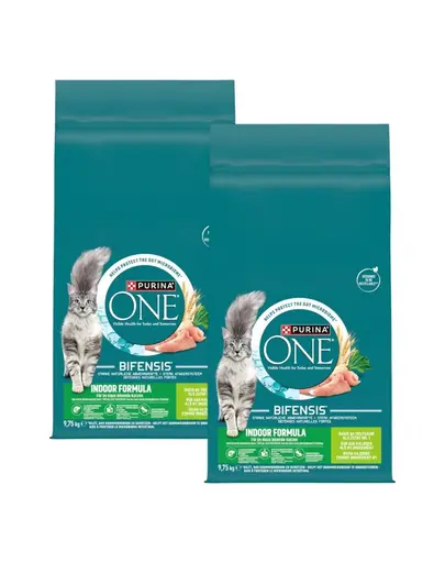 PURINA ONE Bifensis Indoor Formula 19,5 kg (2x9,75 kg) hrana uscata pentru pisici de interior, cu curcan si grau