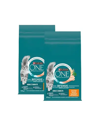 PURINA ONE Bifensis Adult 19,5 kg (2x9,75 kg) hrana uscata pentru pisici adulte, cu pui si grau