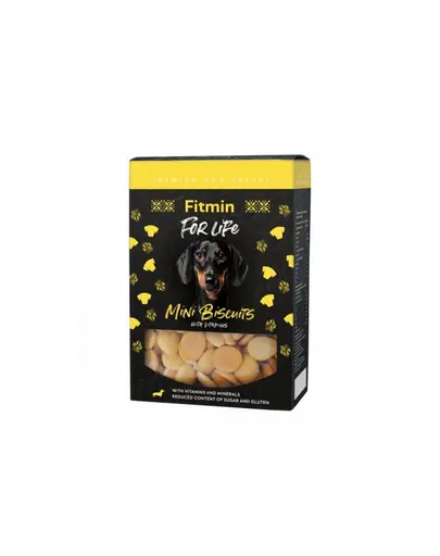 FITMIN For Life mini biscuiti, recompensa pentru caini cu continut redus de zahar si gluten 180 g